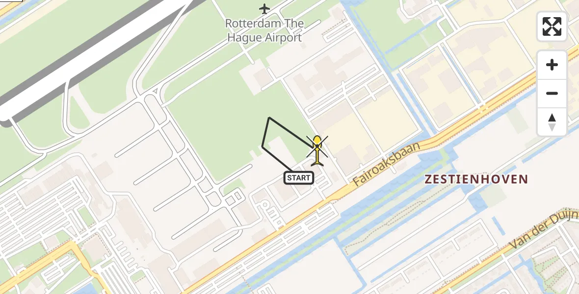 Routekaart van de vlucht: Lifeliner 2 naar Rotterdam The Hague Airport, Brandenburgbaan