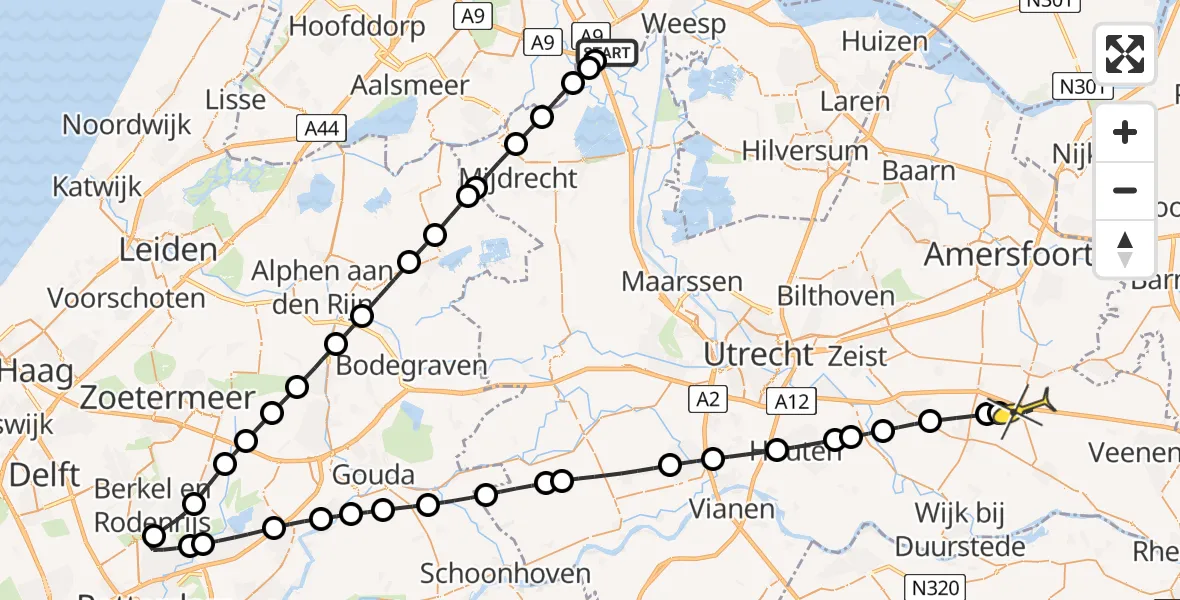 Routekaart van de vlucht: Lifeliner 2 naar Maarsbergen, Hoogendijk