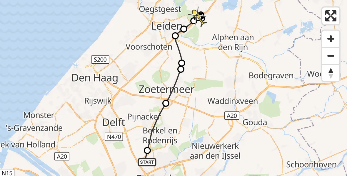 Routekaart van de vlucht: Lifeliner 2 naar Oud Ade, Boerenlandpad Weipoort