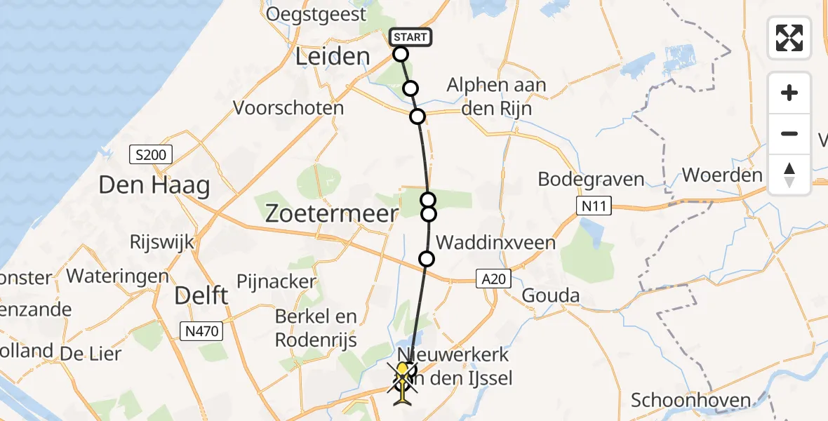 Routekaart van de vlucht: Lifeliner 2 naar Rotterdam, De Polder