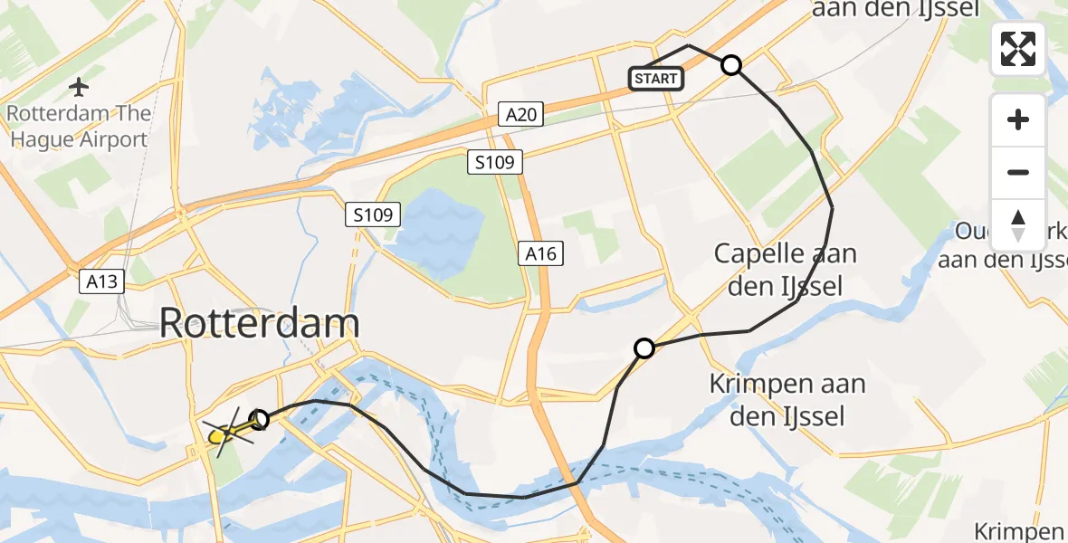 Routekaart van de vlucht: Lifeliner 2 naar Erasmus MC, Lisbaan