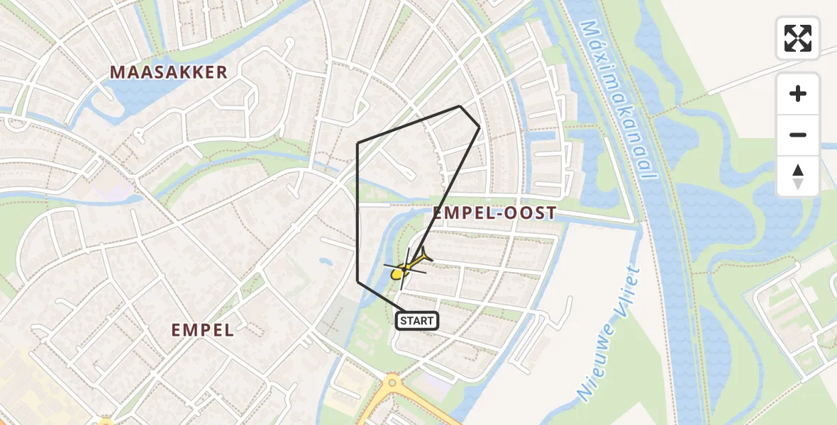 Routekaart van de vlucht: Lifeliner 3 naar 's-Hertogenbosch, Hark