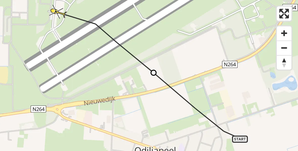 Routekaart van de vlucht: Lifeliner 3 naar Vliegbasis Volkel, Zeelandsedijk