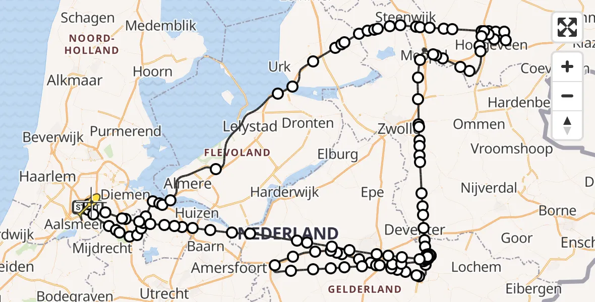 Routekaart van de vlucht: Politieheli naar Schiphol, Mr. Jac. Takkade