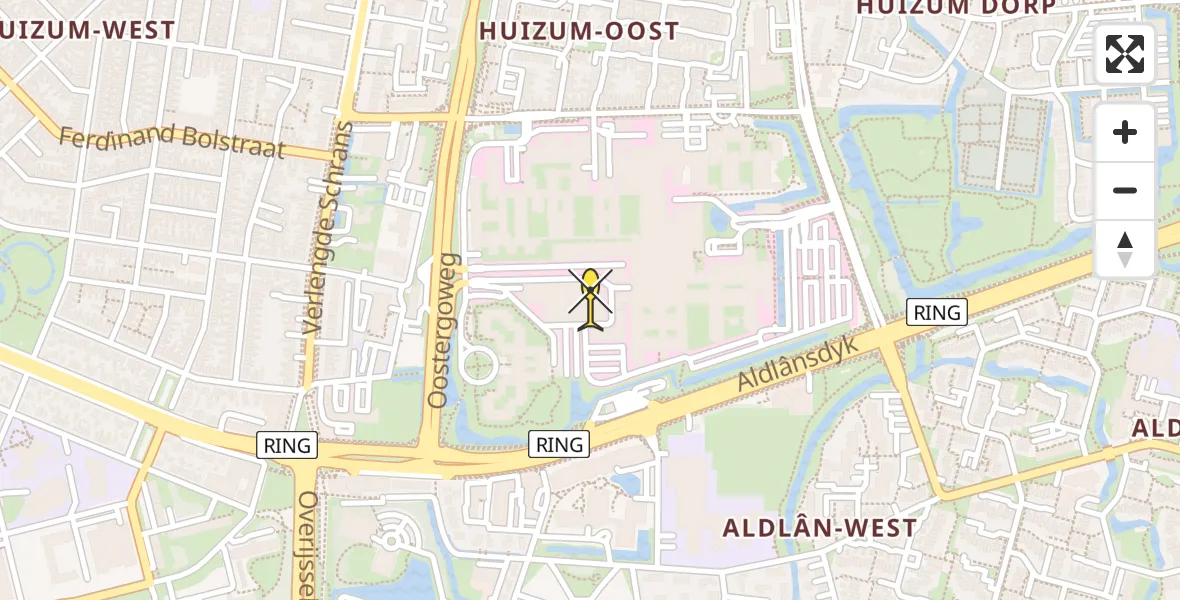 Routekaart van de vlucht: Ambulancehelikopter naar Leeuwarden