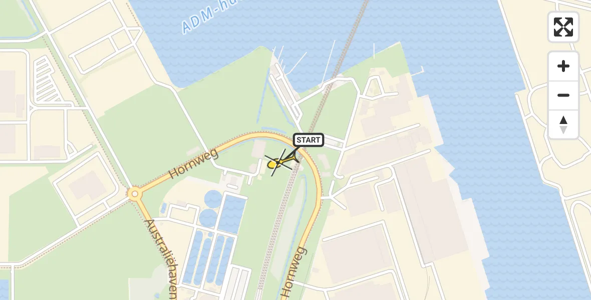 Routekaart van de vlucht: Lifeliner 1 naar Amsterdam Heliport, Hornweg