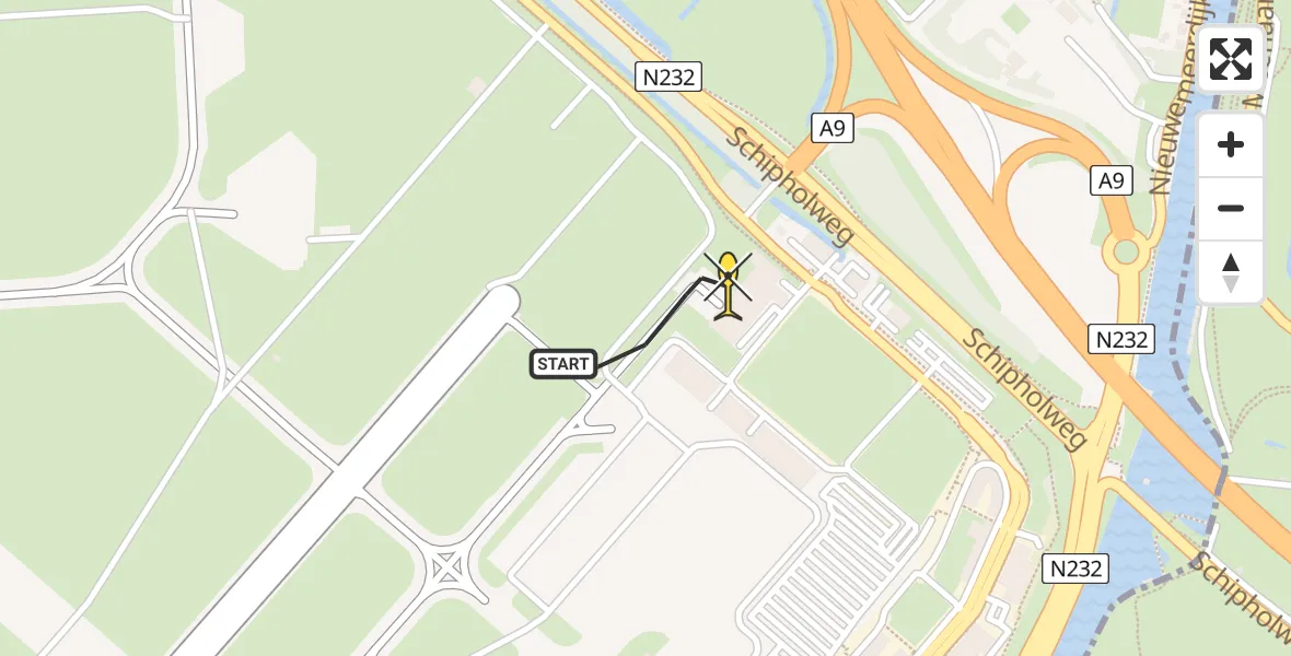 Vluchtroute Politiehelikopter van Schiphol naar Schiphol