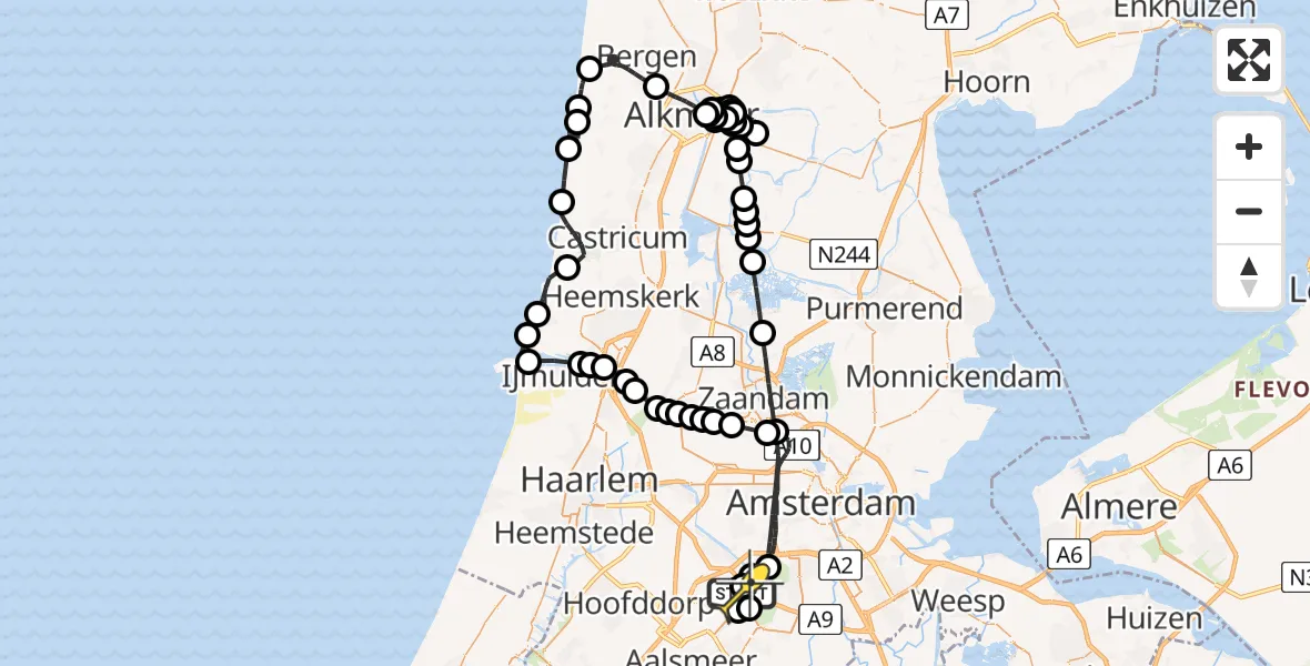 Vluchtroute Politiehelikopter van Schiphol naar Schiphol