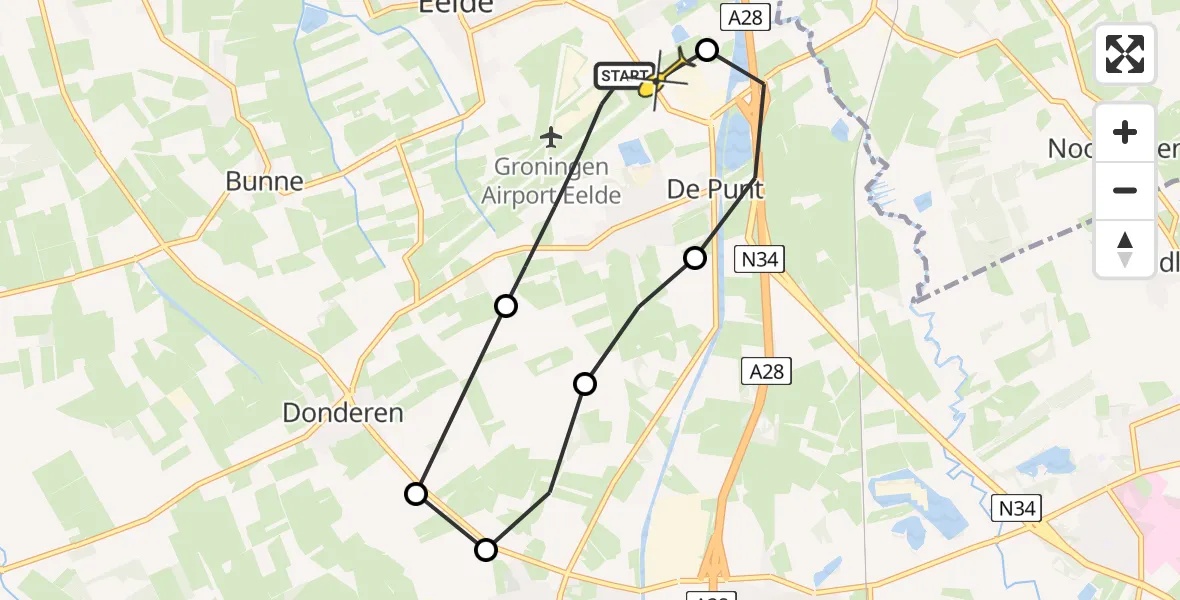 Routekaart van de vlucht: Lifeliner 4 naar Groningen Airport Eelde, Moespot