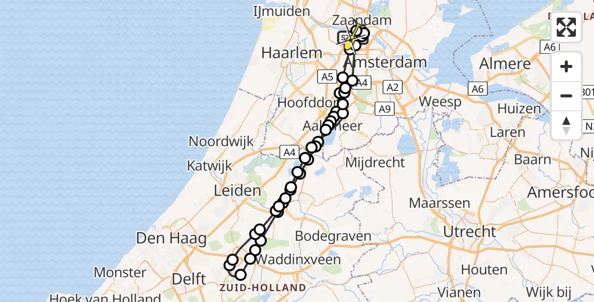 Routekaart van de vlucht: Lifeliner 1 naar Amsterdam Heliport, Australiëhavenweg