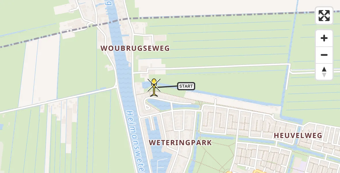 Routekaart van de vlucht: Lifeliner 2 naar Alphen aan den Rijn, Heuvelweg