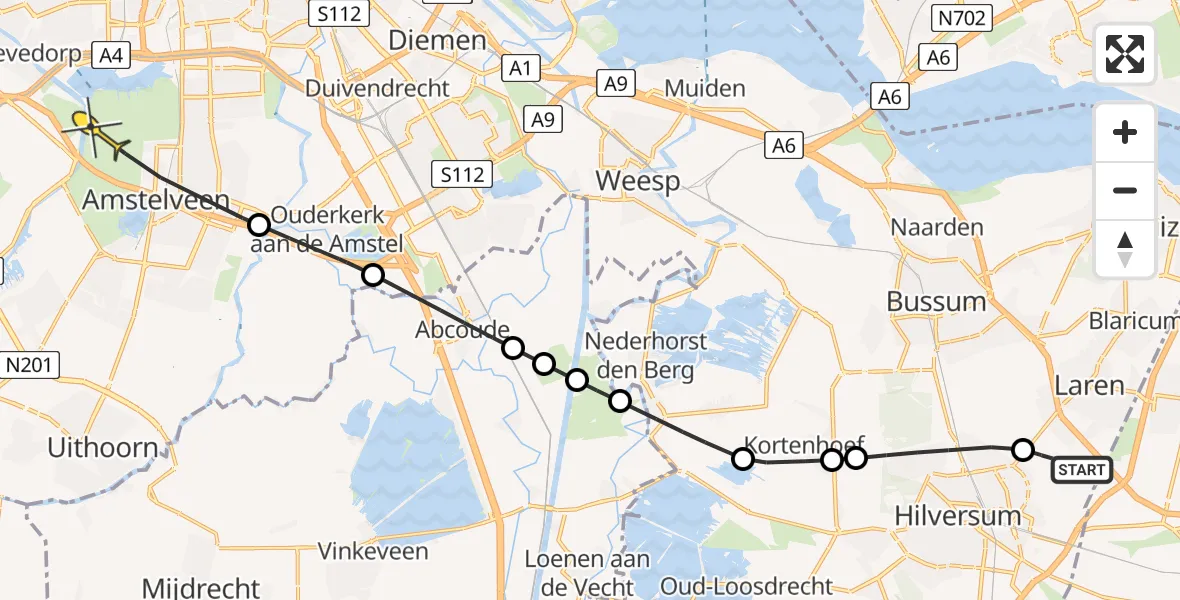 Routekaart van de vlucht: Politieheli naar Amstelveen, Kuil van Koppel