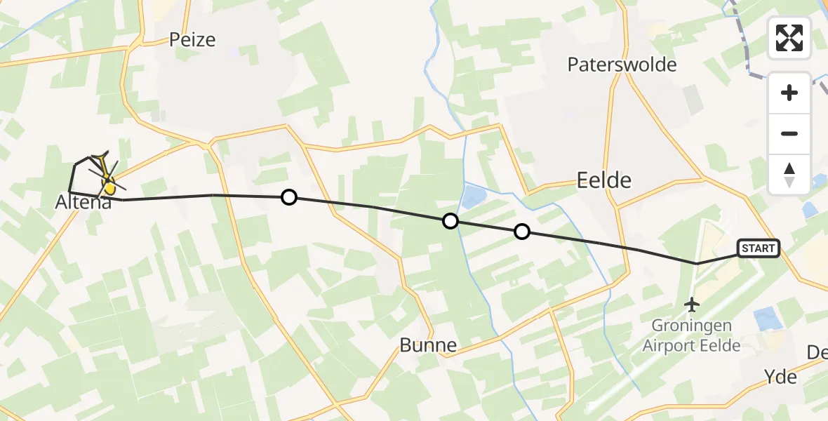 Routekaart van de vlucht: Lifeliner 4 naar Peize, Hoofdweg