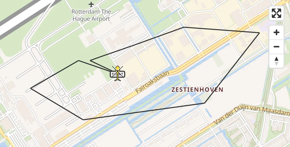 Routekaart van de vlucht: Lifeliner 2 naar Rotterdam The Hague Airport, Brandenburgbaan