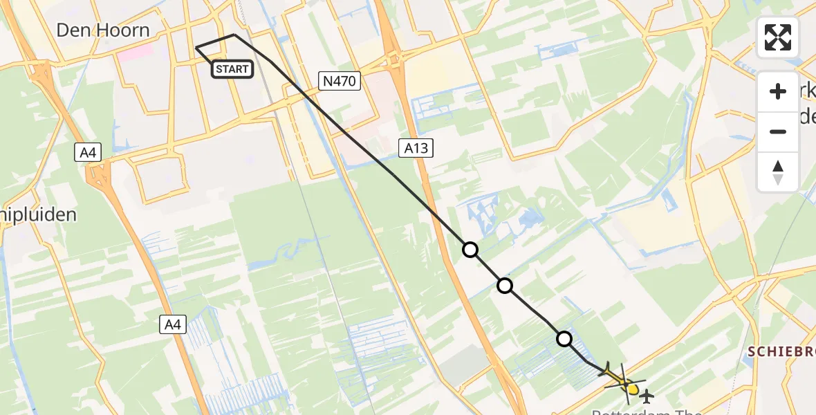 Routekaart van de vlucht: Lifeliner 2 naar Rotterdam The Hague Airport, Neptunusweg