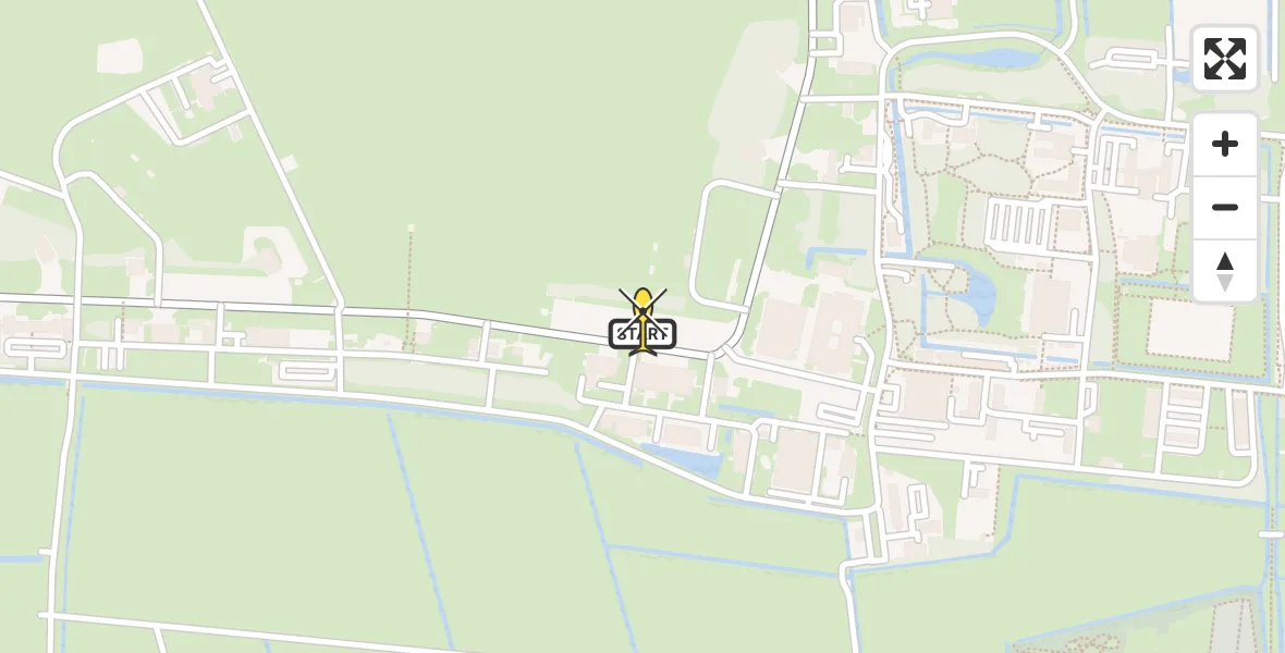 Routekaart van de vlucht: Ambulancehelikopter naar Vliegbasis Leeuwarden, Keegsdijkje