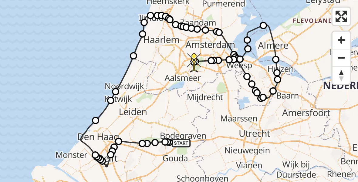 Routekaart van de vlucht: Politiehelikopter naar Schiphol, Thermiekstraat
