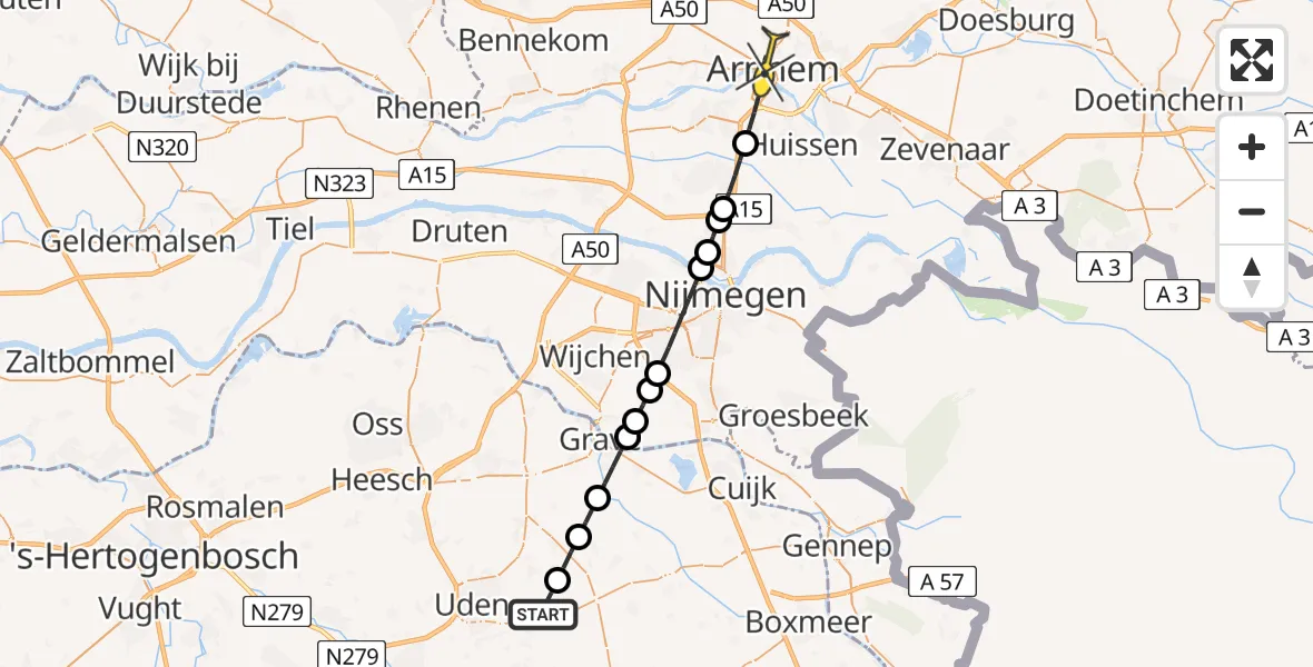 Routekaart van de vlucht: Lifeliner 3 naar Arnhem, Houtvennen