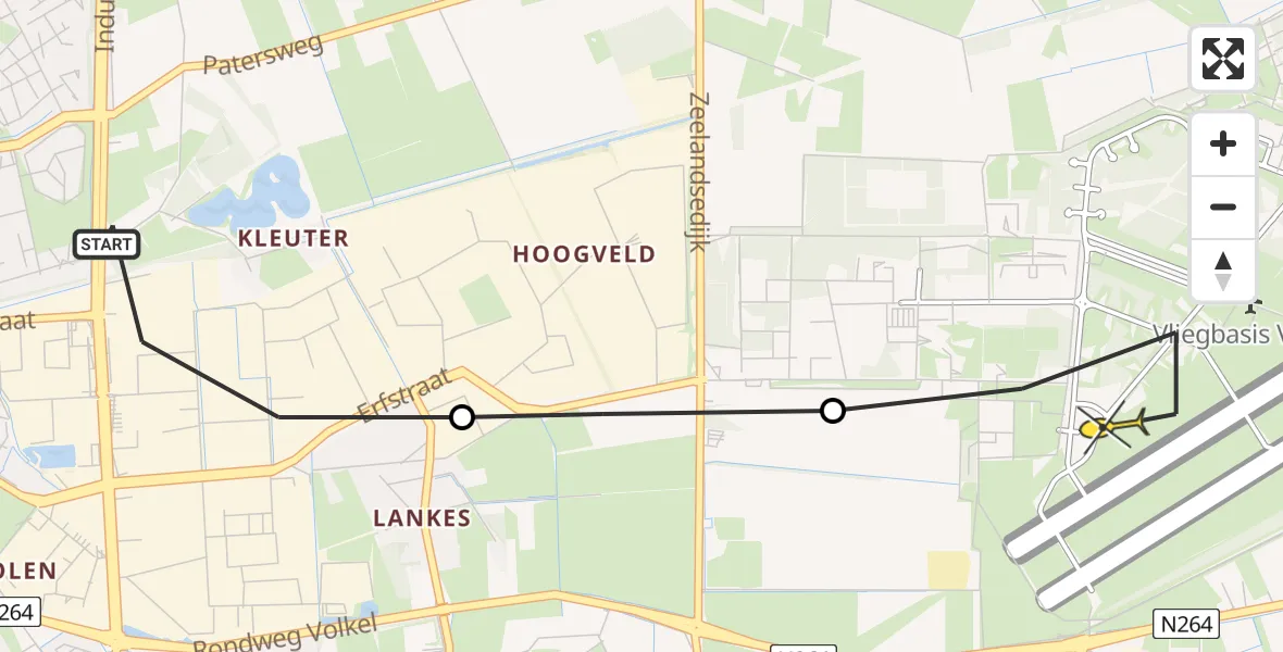 Routekaart van de vlucht: Lifeliner 3 naar Vliegbasis Volkel, Weverstraat