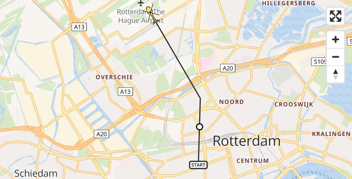 Routekaart van de vlucht: Lifeliner 2 naar Rotterdam The Hague Airport, Lutonbaan