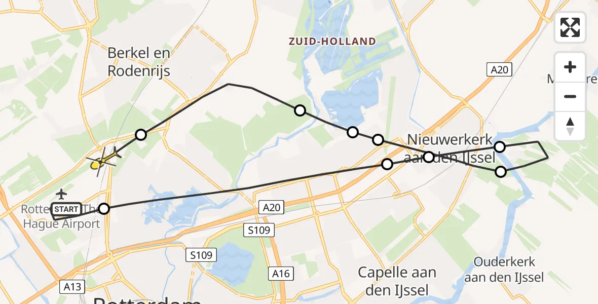 Routekaart van de vlucht: Lifeliner 2 naar Rotterdam, Ada Lovelacestraat