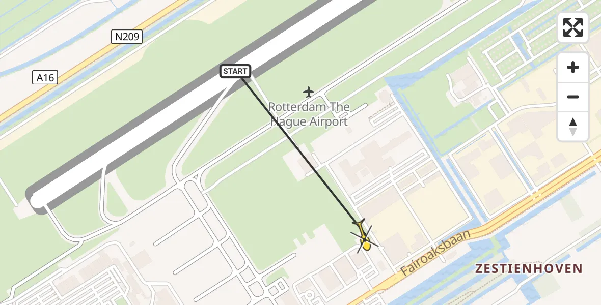 Routekaart van de vlucht: Lifeliner 2 naar Rotterdam The Hague Airport, Brandenburgbaan