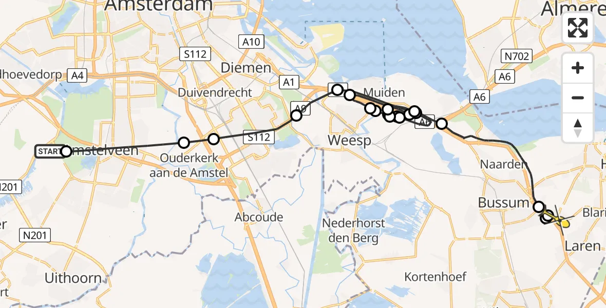 Routekaart van de vlucht: Politieheli naar Huizen, Kersenbloesempark