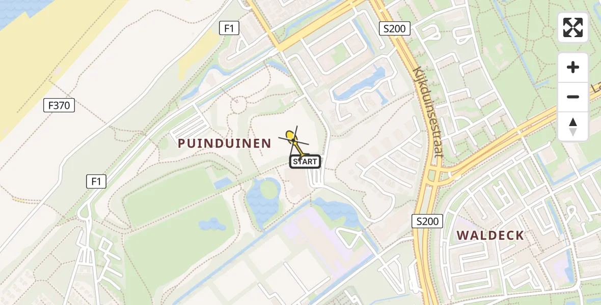 Routekaart van de vlucht: Lifeliner 2 naar Den Haag, Schapenatjesduin