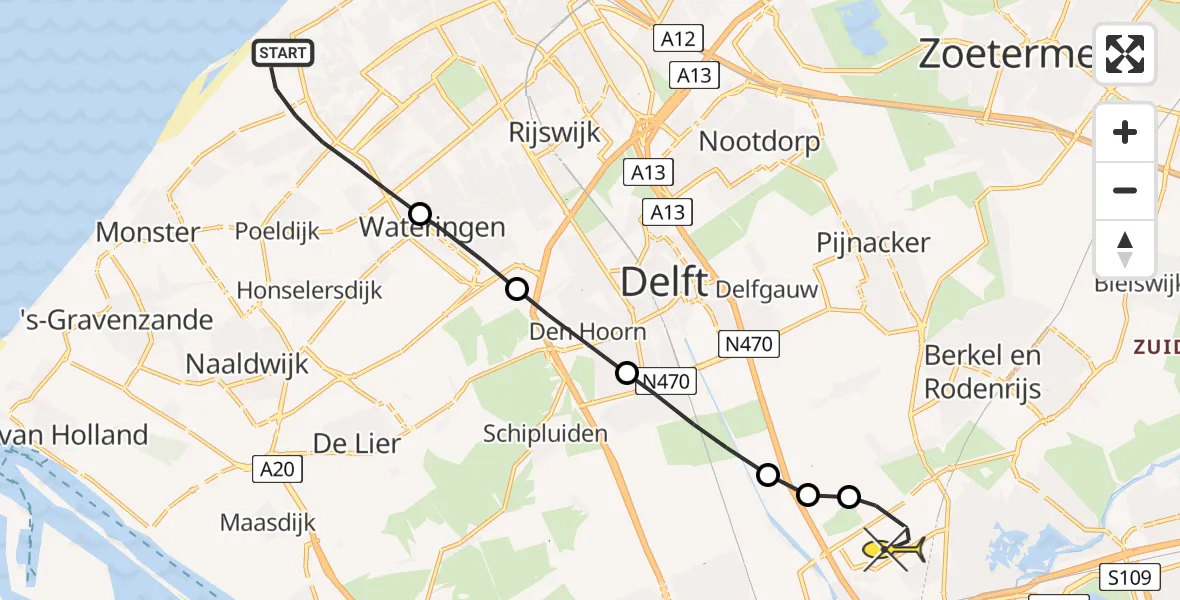 Routekaart van de vlucht: Lifeliner 2 naar Rotterdam The Hague Airport, Solleveldpad