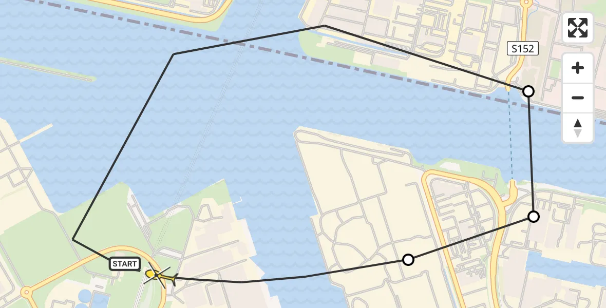 Routekaart van de vlucht: Lifeliner 1 naar Amsterdam Heliport, Hemkade