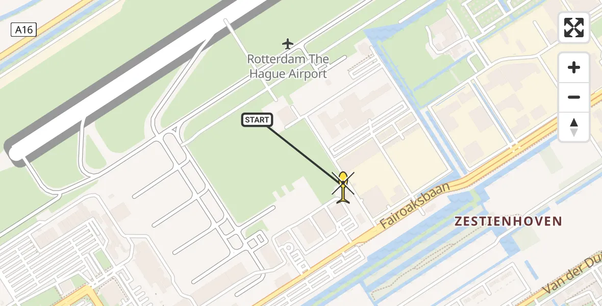 Routekaart van de vlucht: Lifeliner 2 naar Rotterdam The Hague Airport, Brandenburgbaan
