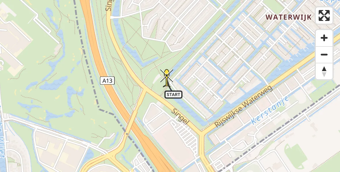 Routekaart van de vlucht: Lifeliner 2 naar Den Haag, Singel