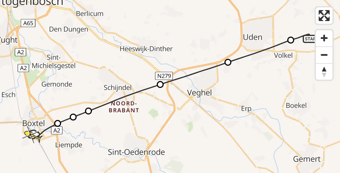 Routekaart van de vlucht: Lifeliner 3 naar Boxtel, Zeelandsedijk