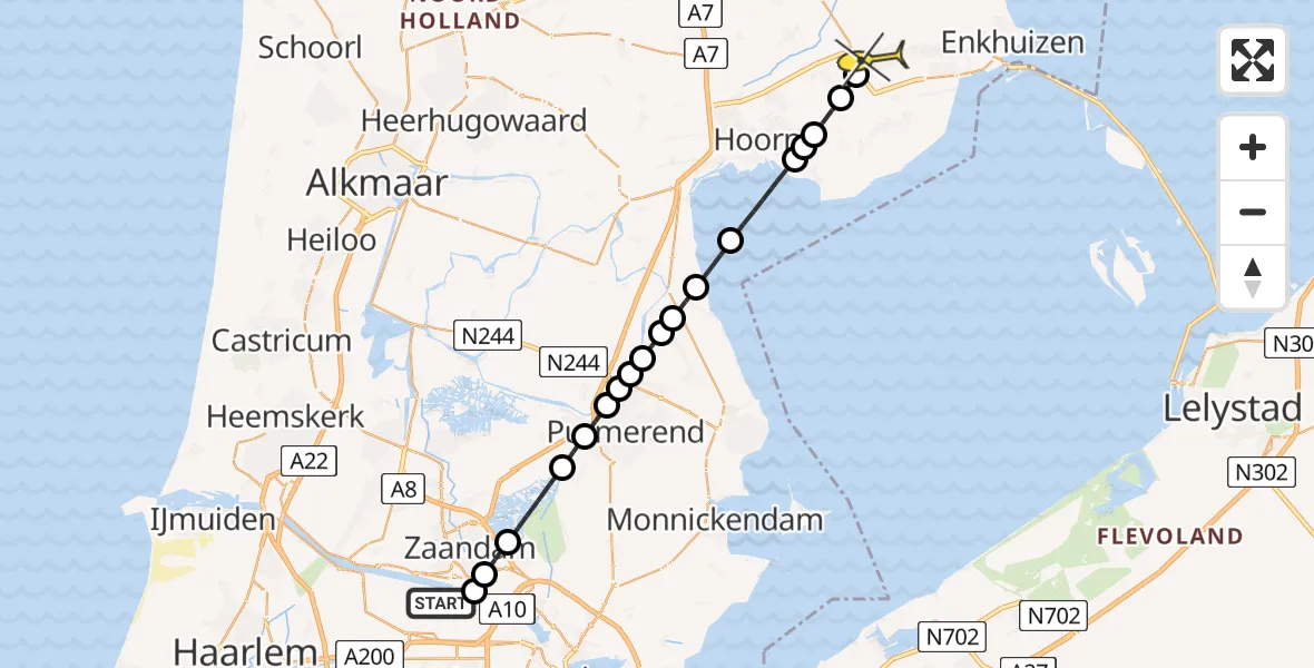 Routekaart van de vlucht: Lifeliner 1 naar Hoogkarspel, Maltaweg