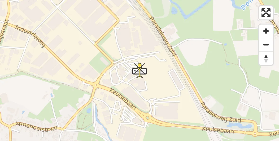 Routekaart van de vlucht: Lifeliner 3 naar Boxtel, Korenmolen