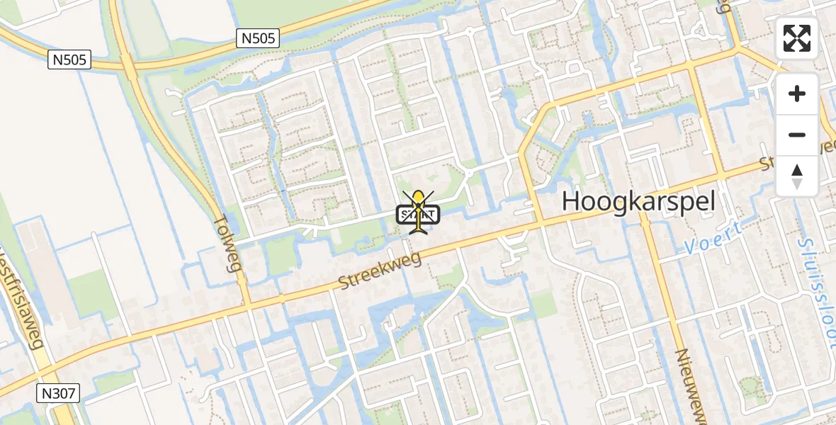 Routekaart van de vlucht: Lifeliner 1 naar Hoogkarspel, Zanglijster