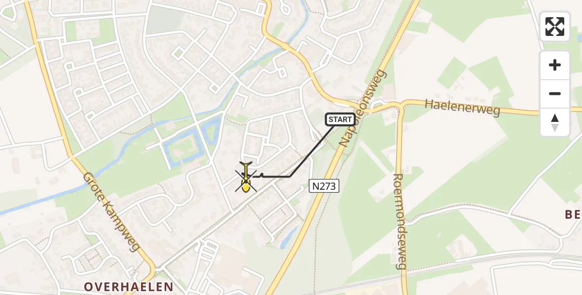 Routekaart van de vlucht: Politiehelikopter naar Haelen, Kleine Kamp