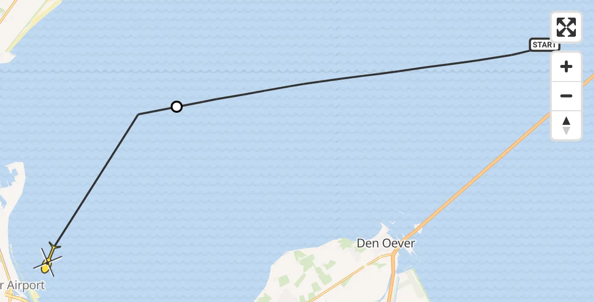 Routekaart van de vlucht: Politieheli naar Den Helder