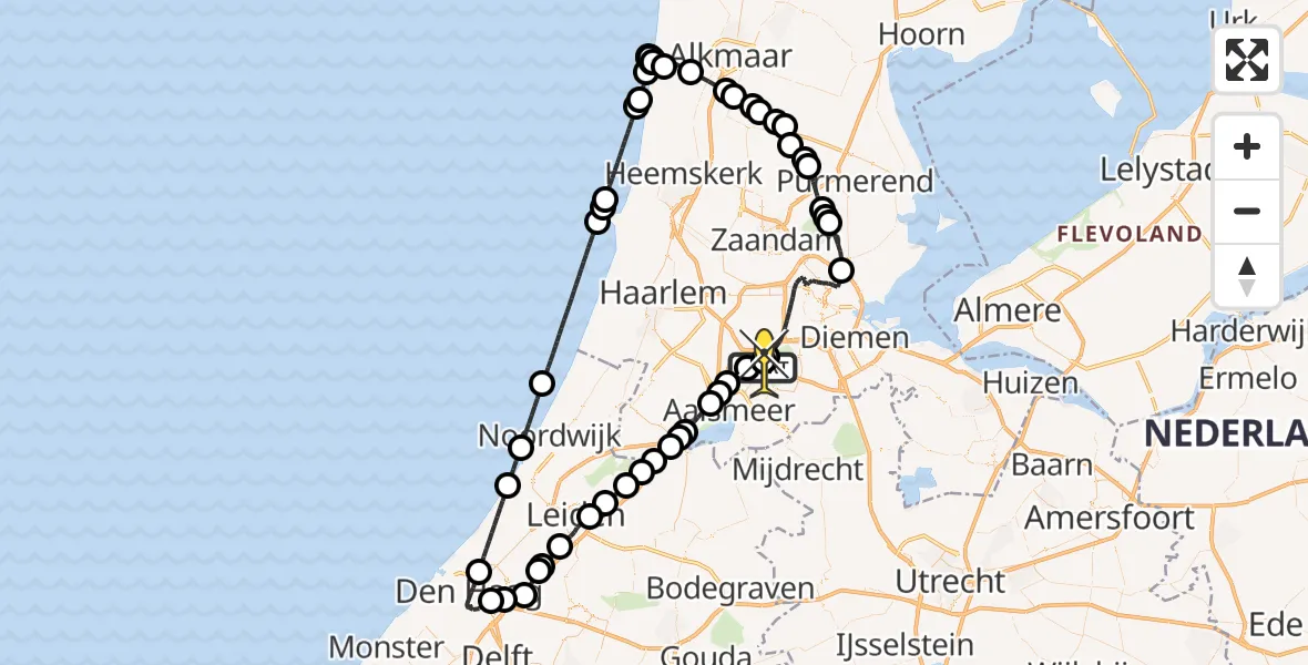 Routekaart van de vlucht: Politieheli naar Schiphol, Thermiekstraat