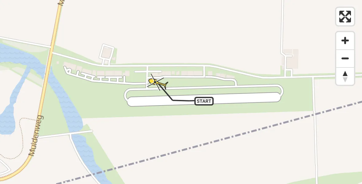 Routekaart van de vlucht: Politieheli naar Vliegveld Midden-Zeeland, Calandweg