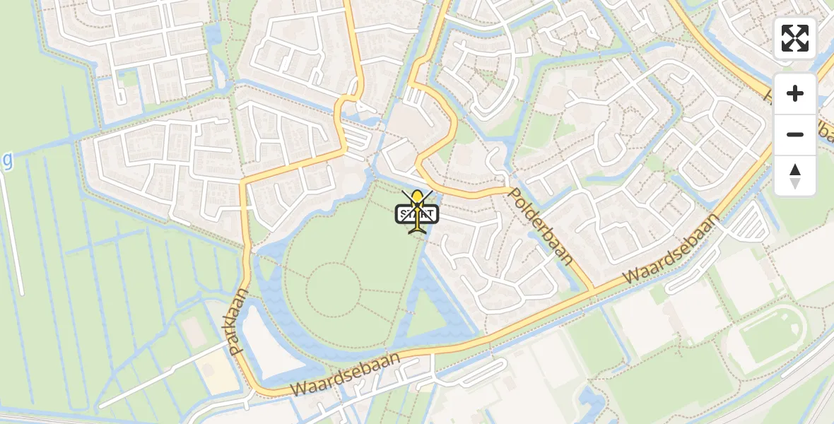 Routekaart van de vlucht: Lifeliner 1 naar Woerden, de Kuinder