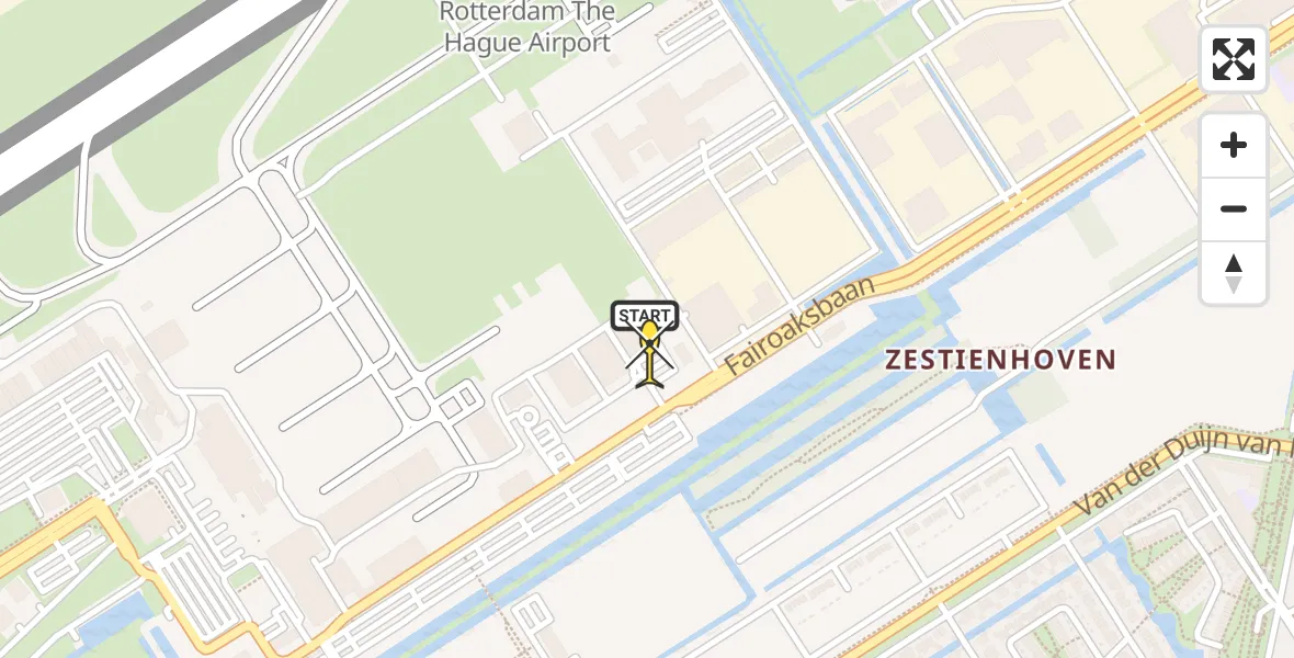 Routekaart van de vlucht: Lifeliner 2 naar Rotterdam The Hague Airport, Fairoaksbaan