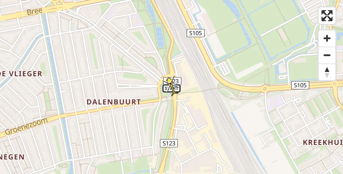 Routekaart van de vlucht: Lifeliner 2 naar Rotterdam, Colosseumweg