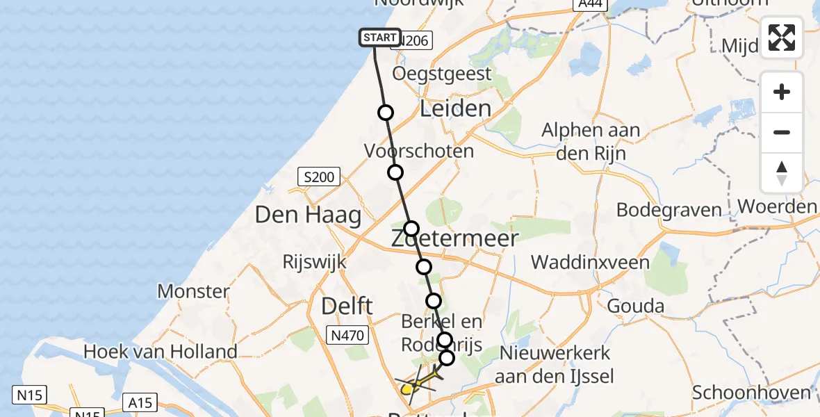 Routekaart van de vlucht: Lifeliner 2 naar Rotterdam The Hague Airport, Sportlaan