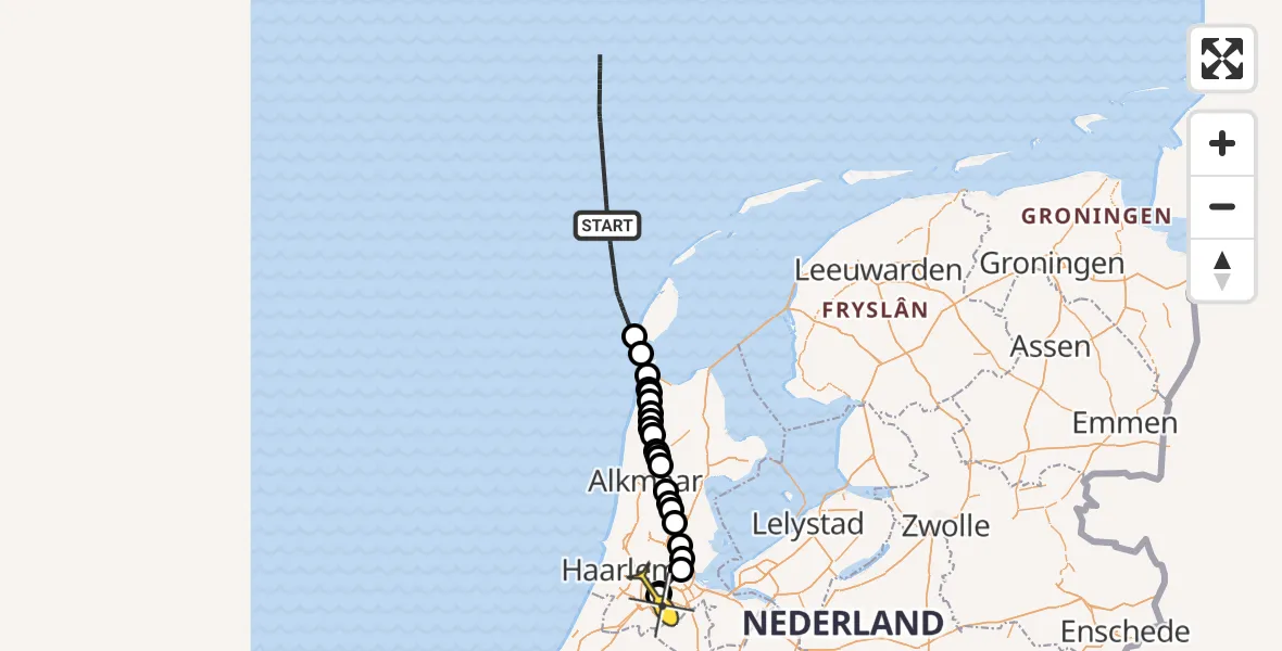 Vluchtroute Politiehelikopter van  naar Schiphol