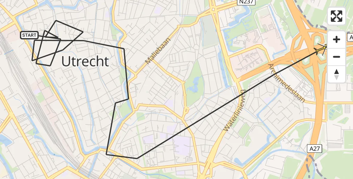 Routekaart van de vlucht: Politieheli naar Utrecht, Joke Smitplein