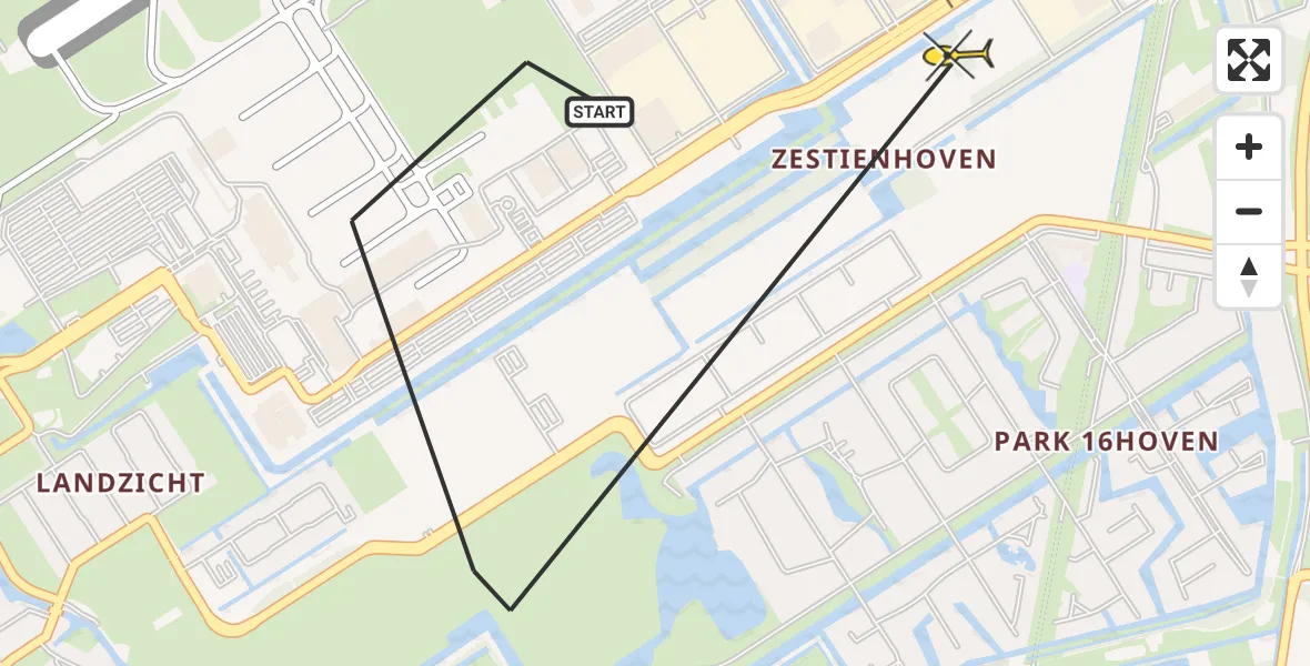 Routekaart van de vlucht: Lifeliner 2 naar Rotterdam The Hague Airport, Pilotenpad