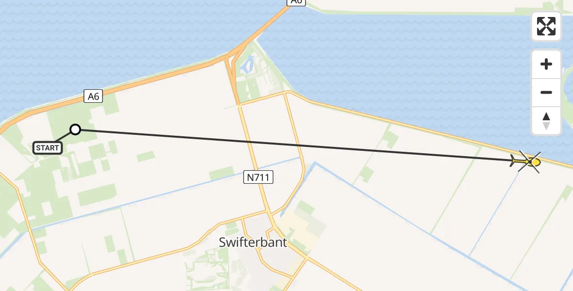 Routekaart van de vlucht: Politieheli naar Dronten, Rendiertocht