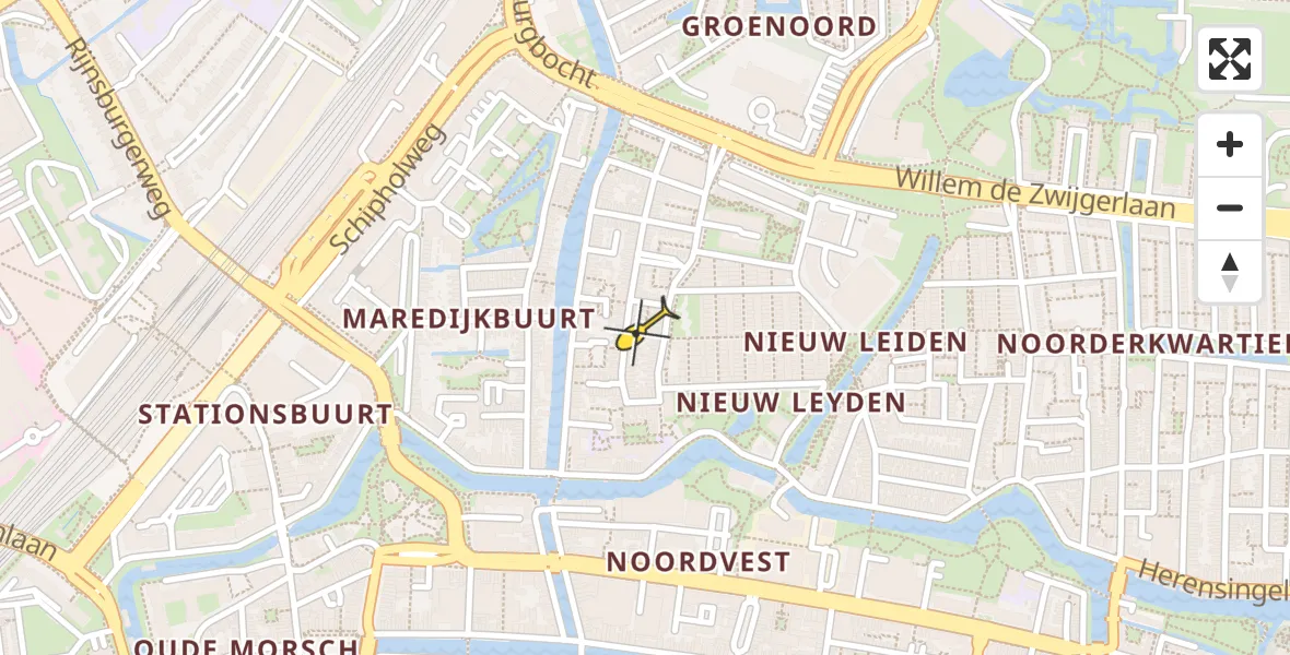 Routekaart van de vlucht: Lifeliner 2 naar Leiden