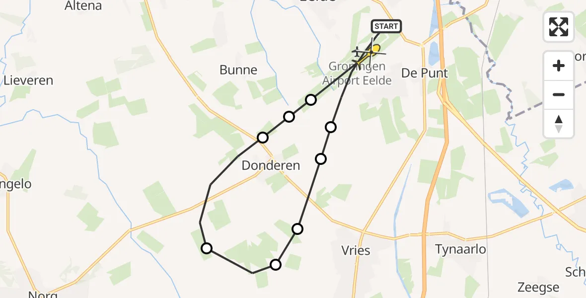 Routekaart van de vlucht: Lifeliner 4 naar Groningen Airport Eelde, Vissersweg